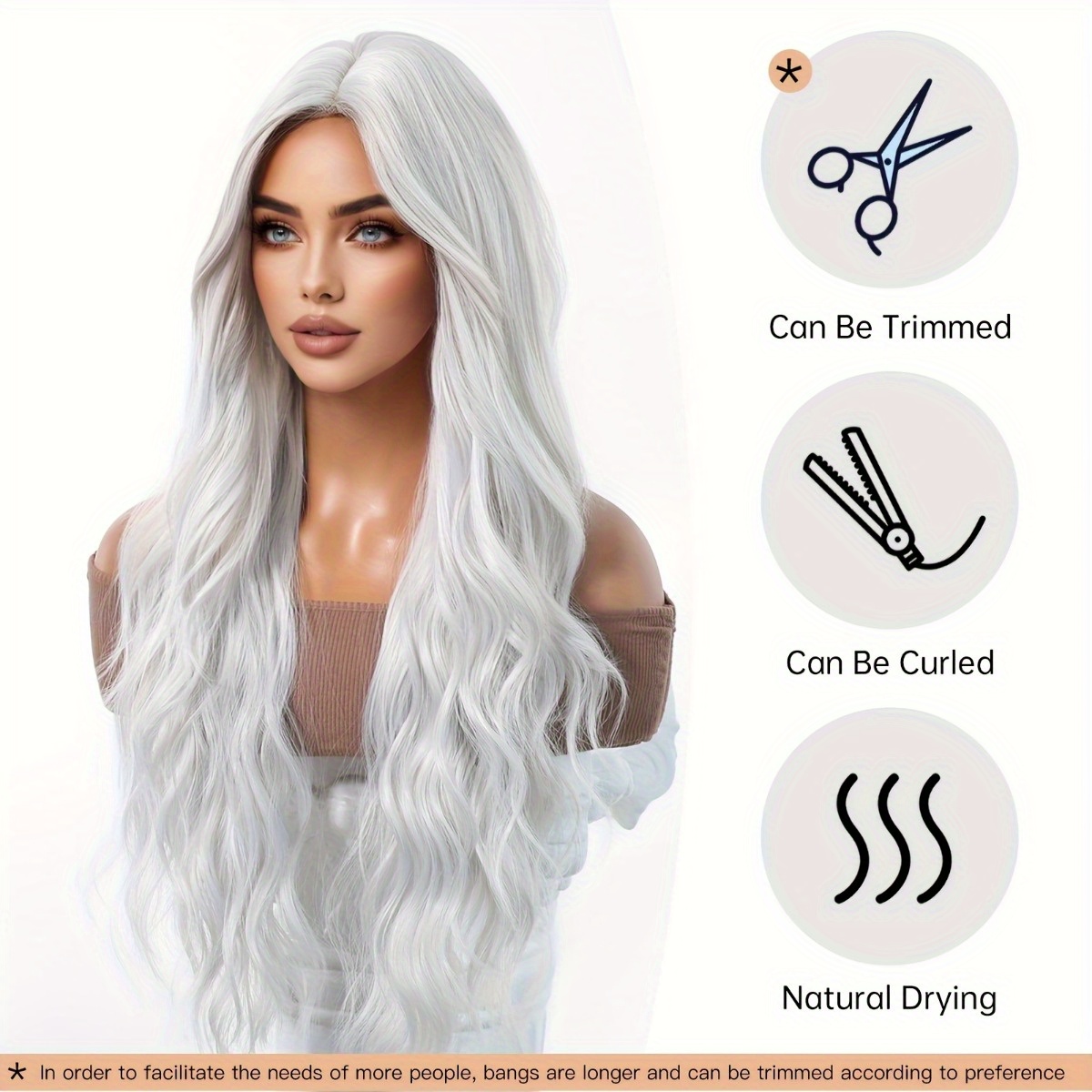 Hair Care Natural - 안신 브랜드 합성 섬유 가발: 은백색