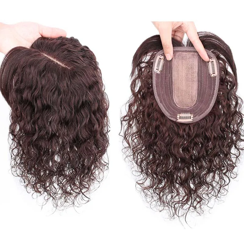 Hair Care Women - 13x13cm 인모 곱슬머리 가발 여성 탈모