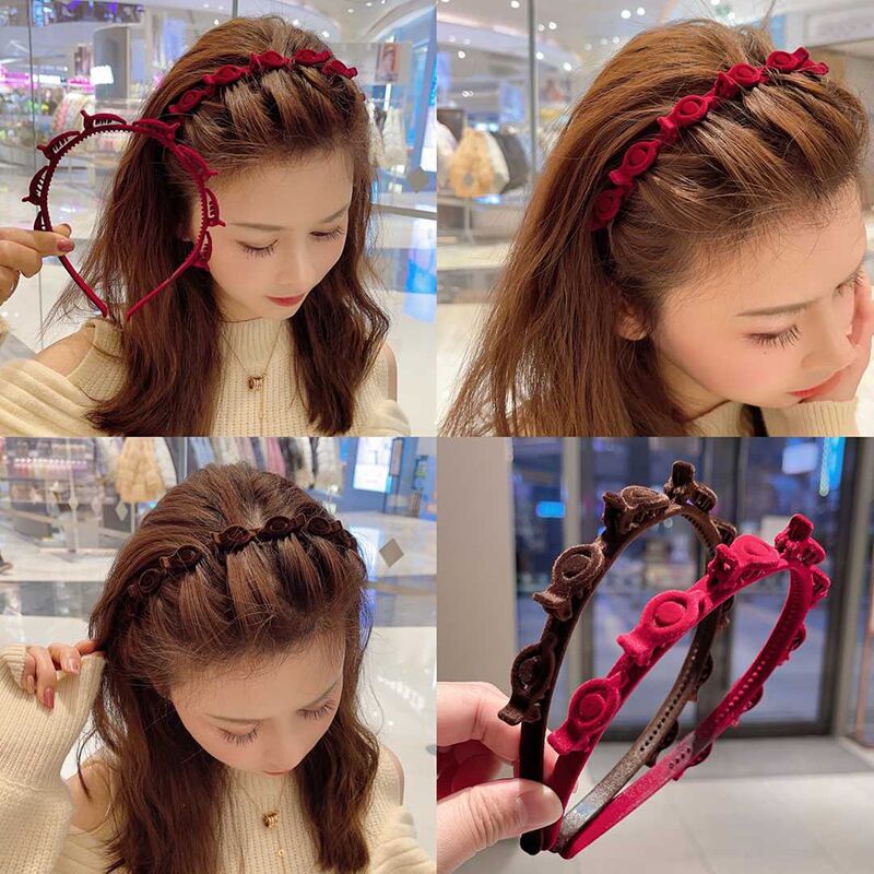 Hair Care For Baby - 1/3개입 여성용 플로킹 브레이드 헤어밴드 심플한