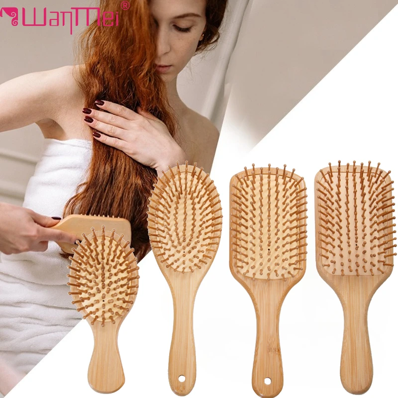 Detangling Wide Comb - 대나무 헤어 브러시 여성용 스타일링 헤어