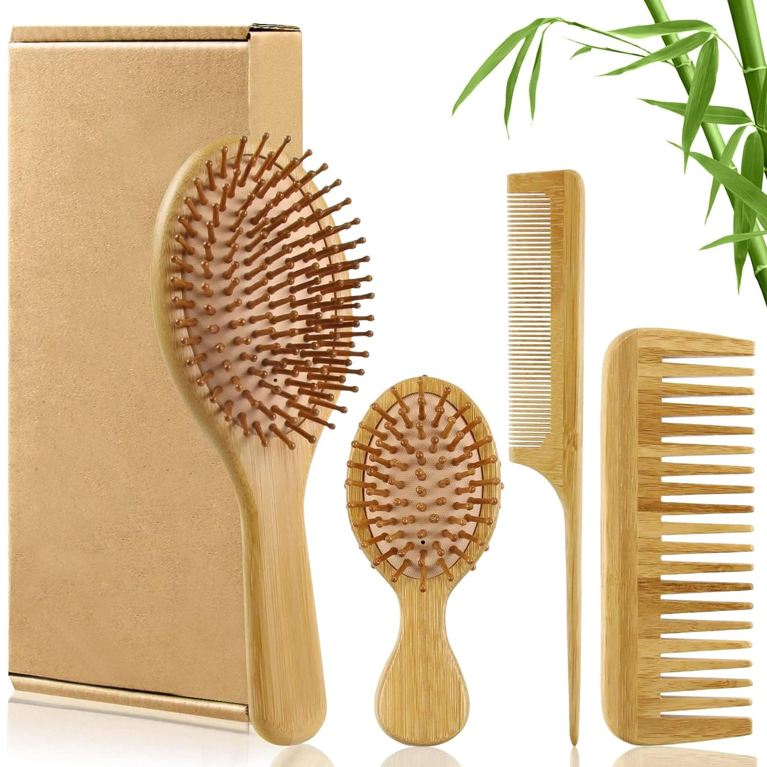Detangling Wide Comb - 여성 남성용 대나무 헤어 브러쉬 빗
