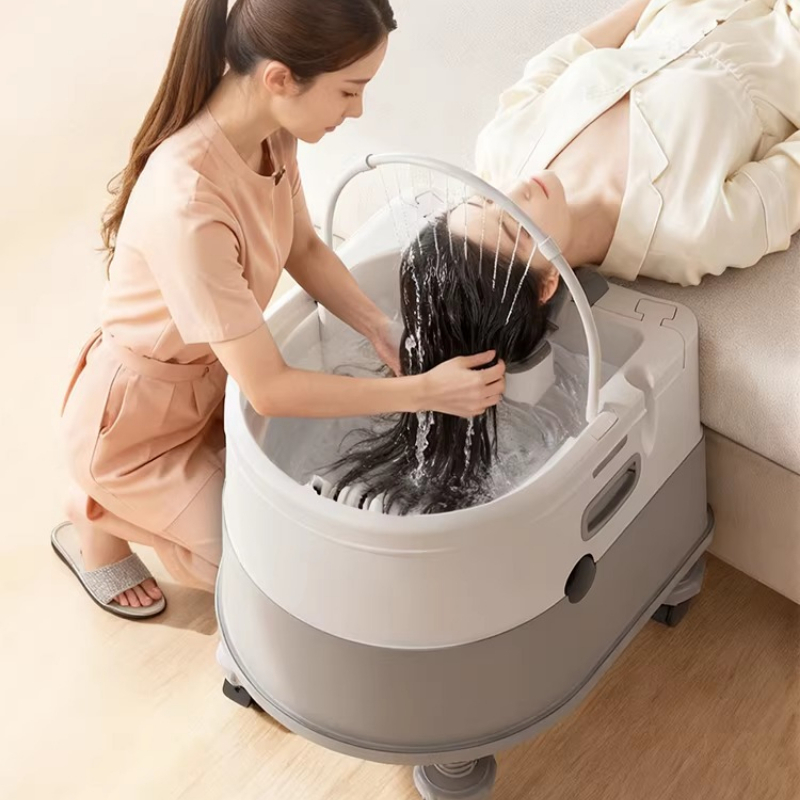 휴대용 머리 세척대, 노인 여성 및 침대에 누워 있는  - Hair Care Hospital 리뷰 및 가격