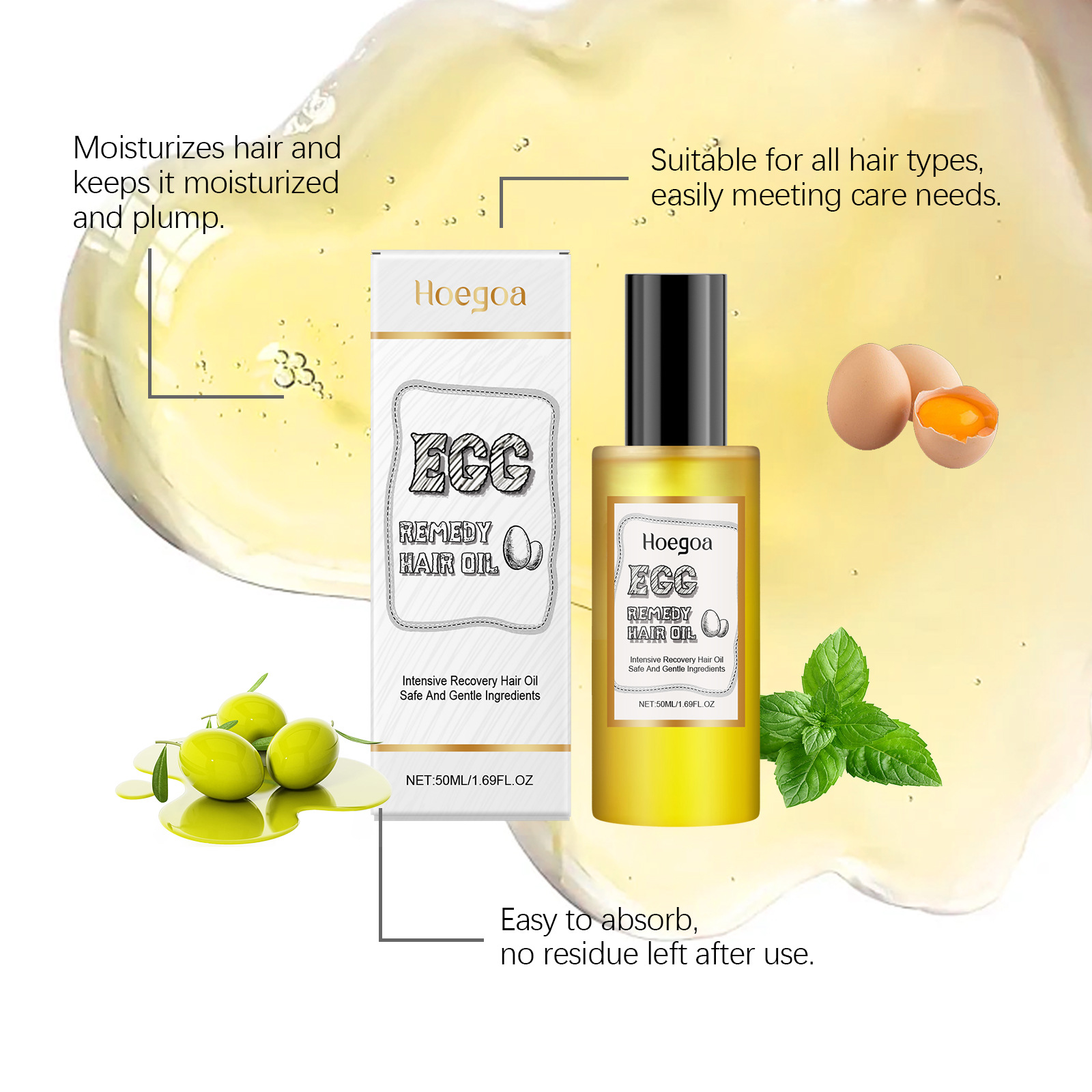 계란 성분 헤어 오일 부드럽고 매끄러운 모발 복원 광택 - Hair Care Natural 리뷰 및 가격