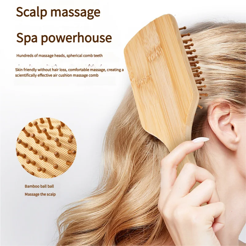 대나무 헤어 브러시 여성용 스타일링 헤어 빗 헤어브러시 - Detangling Wide Comb 리뷰 및 가격